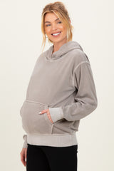 Mocha Soft Fleece Maternity Pocket Hoodie