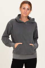 Charcoal Soft Fleece Maternity Pocket Hoodie