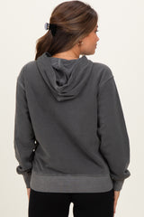 Charcoal Soft Fleece Maternity Pocket Hoodie