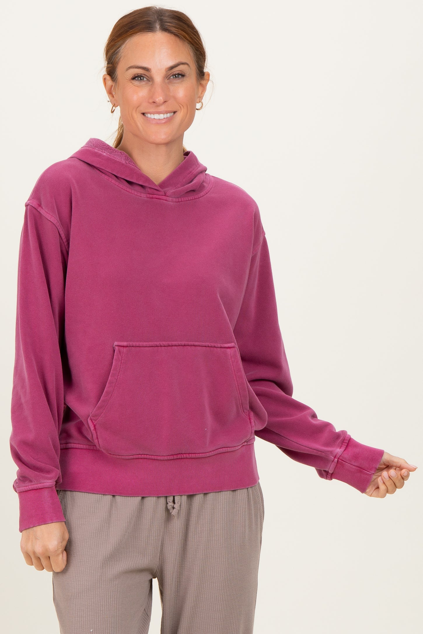 Wine Soft Fleece Pocket Hoodie