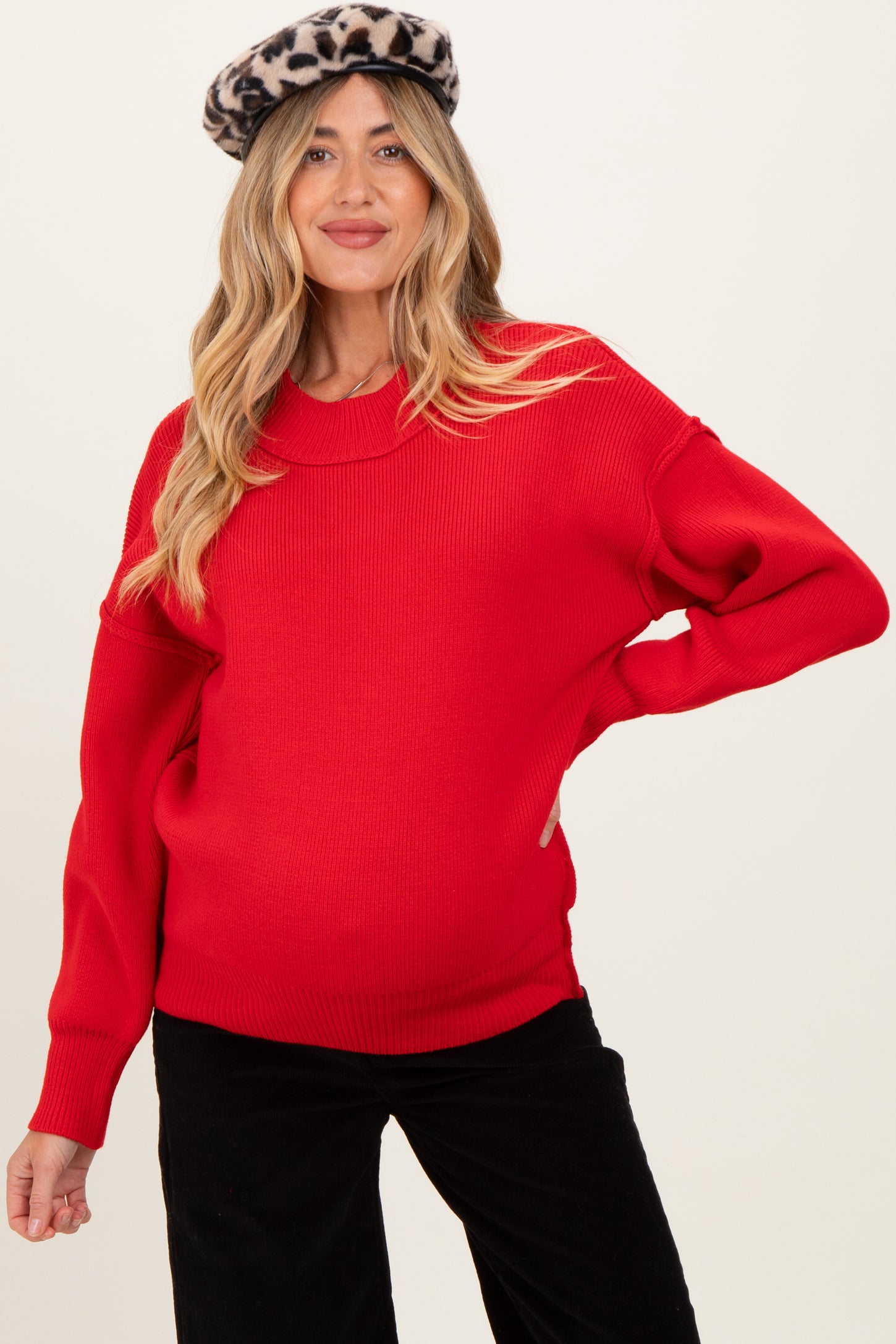 Ruby Wide Neck Drop Shoulder Maternity Sweater