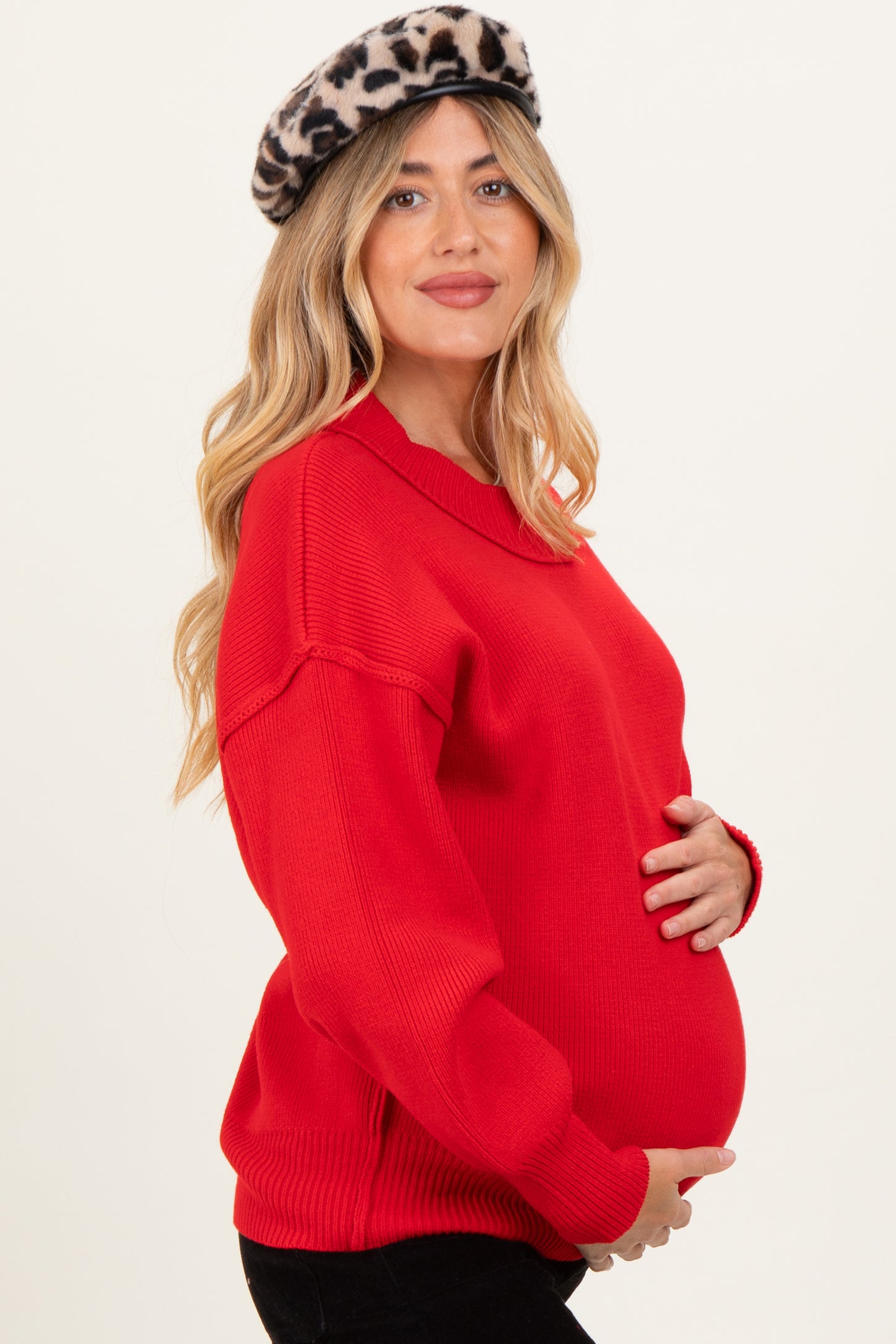 Ruby Wide Neck Drop Shoulder Maternity Sweater