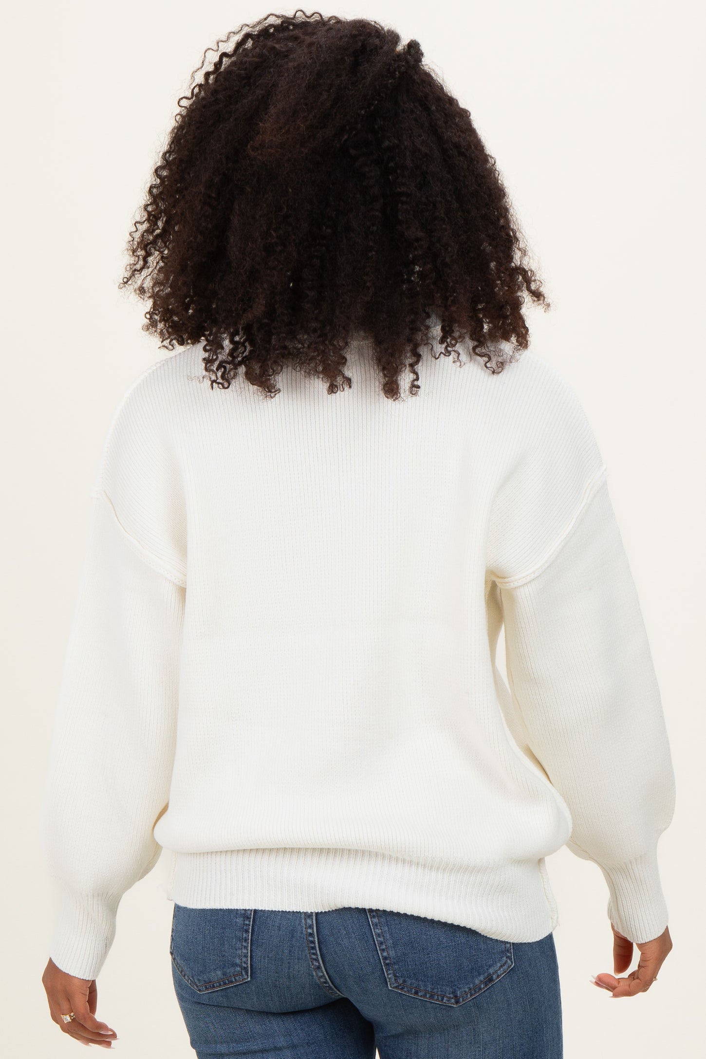 Ivory Wide Neck Drop Shoulder Sweater