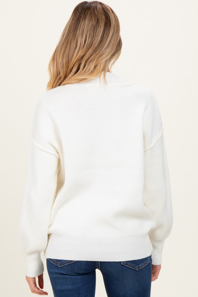 Ivory Wide Neck Drop Shoulder Maternity Sweater