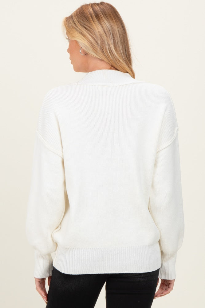 Ivory Wide Neck Drop Shoulder Maternity Sweater