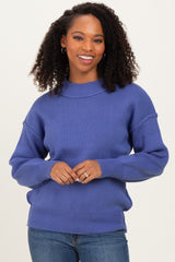 Purple Wide Neck Drop Shoulder Maternity Sweater