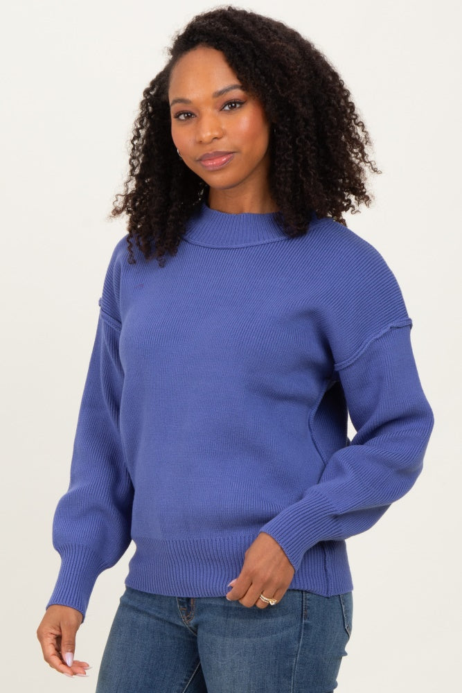 Purple Wide Neck Drop Shoulder Sweater