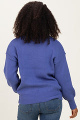 Purple Wide Neck Drop Shoulder Sweater