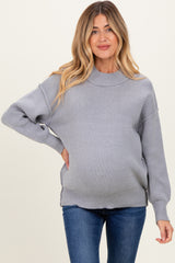 Grey Wide Neck Drop Shoulder Maternity Sweater