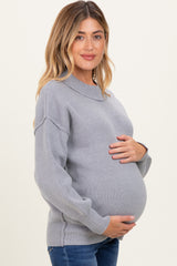 Grey Wide Neck Drop Shoulder Maternity Sweater