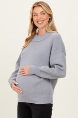 Grey Wide Neck Drop Shoulder Maternity Sweater