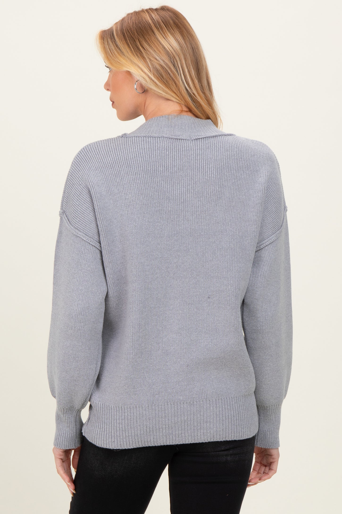 Grey Wide Neck Drop Shoulder Maternity Sweater