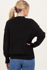 Black Wide Neck Drop Shoulder Sweater
