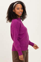 Plum Wide Neck Drop Shoulder Sweater