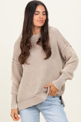 Mocha Washed Side Slit Oversized Sweater
