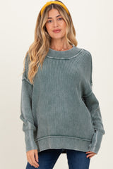 Jade Washed Side Slit Oversized Maternity Sweater