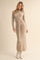 Beige Ribbed Front Tie Maxi Sweater Dress