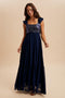 Navy Chiffon Sequin Bodice Maternity Maxi Dress