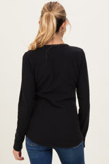 Black Contrast Long Sleeve Maternity Thermal Top