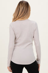 Oatmeal Contrast Long Sleeve Maternity Thermal Top