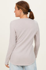 Oatmeal Contrast Long Sleeve Thermal Top