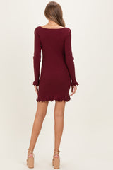 Ruby Shimmer Lettuce Edge Maternity Knit Dress