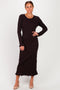 Black Shimmer Lettuce Edge Midi Dress