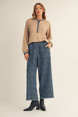 Mocha Rib Knit Casual Henley Top