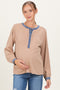 Mocha Rib Knit Casual Maternity Henley Top
