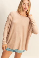 Taupe Relaxed Fit Dolman Long Sleeve Top