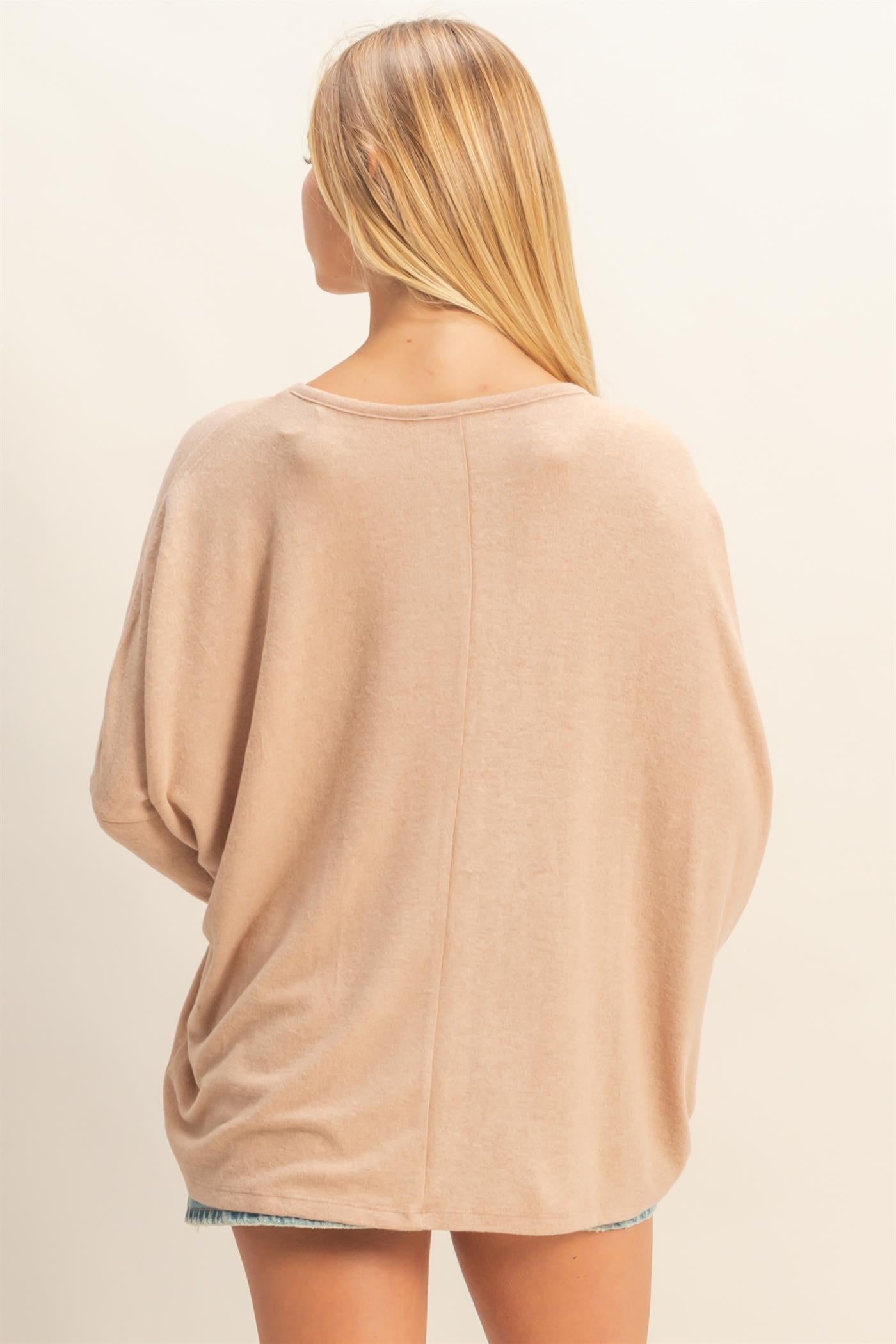 Taupe Relaxed Fit Dolman Long Sleeve Top