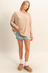 Taupe Relaxed Fit Dolman Long Sleeve Top