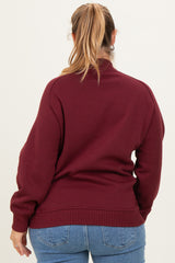 Burgundy Pullover Terry Maternity Plus Crewneck