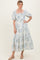 Blue Vintage Floral Puff Sleeve Tiered Maxi Dress