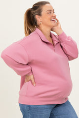 Mauve Half Zip Maternity Plus Pullover