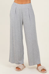 Heather Grey Wide Leg Ankle Lounge Pants