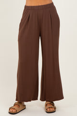 Brown Wide Leg Ankle Lounge Pants