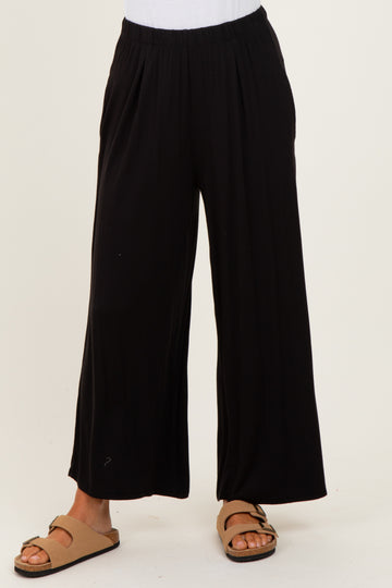 Black Wide Leg Ankle Lounge Pants