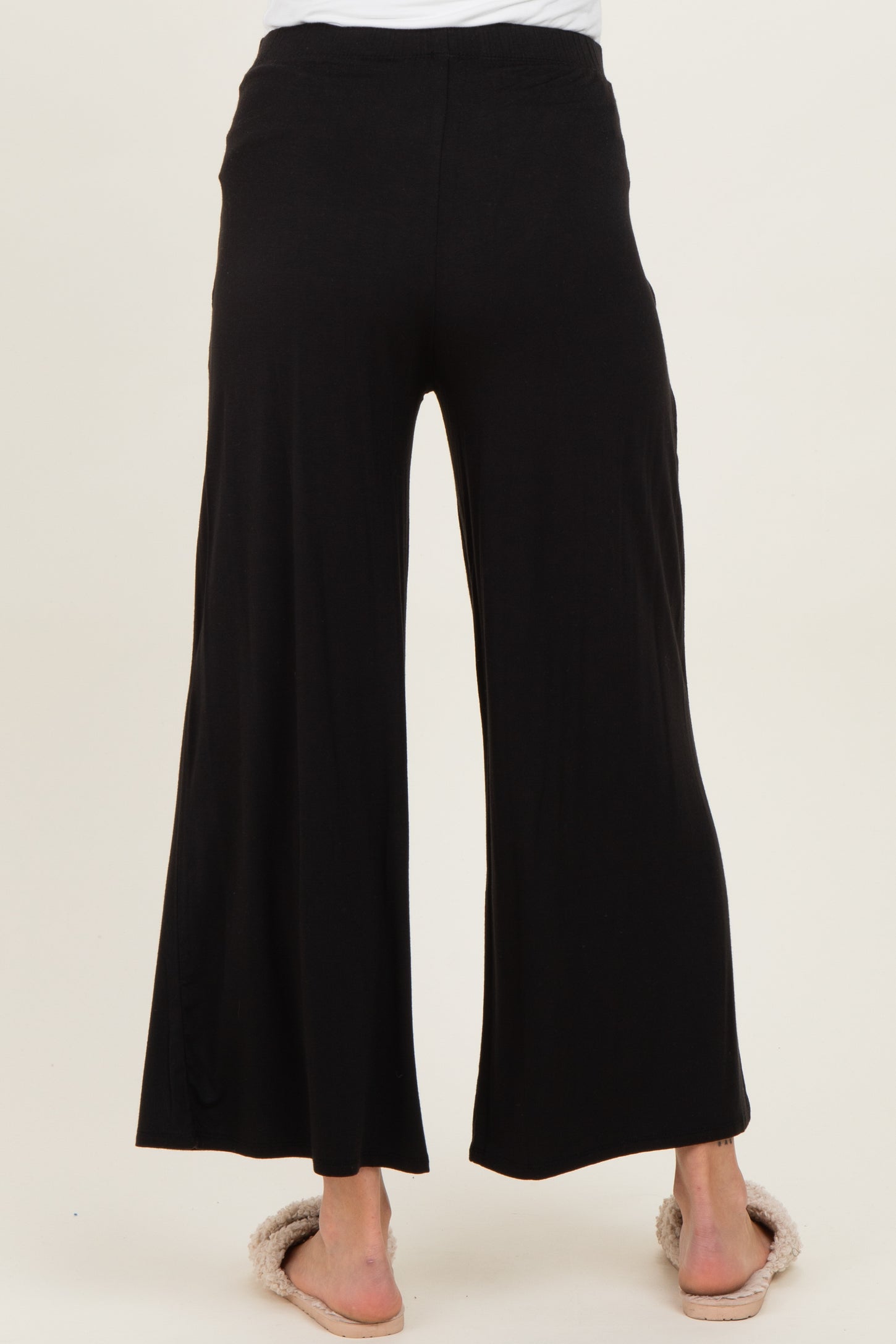 Black Wide Leg Ankle Maternity Lounge Pants