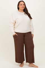 Brown Wide Leg Ankle Plus Lounge Pants