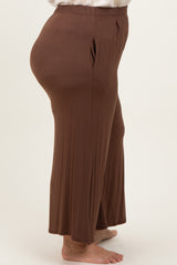 Brown Wide Leg Ankle Plus Lounge Pants