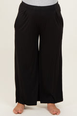 Black Wide Leg Ankle Maternity Plus Lounge Pants
