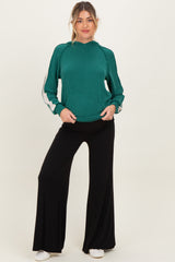 Black Fold Over Waist Maternity Wide Leg Lounge Pants