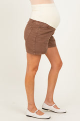 Brown Classic Maternity Denim Shorts
