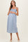 Blue Striped Smocked Shoulder Tie Maternity Midi Dress
