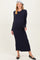 Navy Ribbed Knit Fitted Maternity Midi Sweater Dress