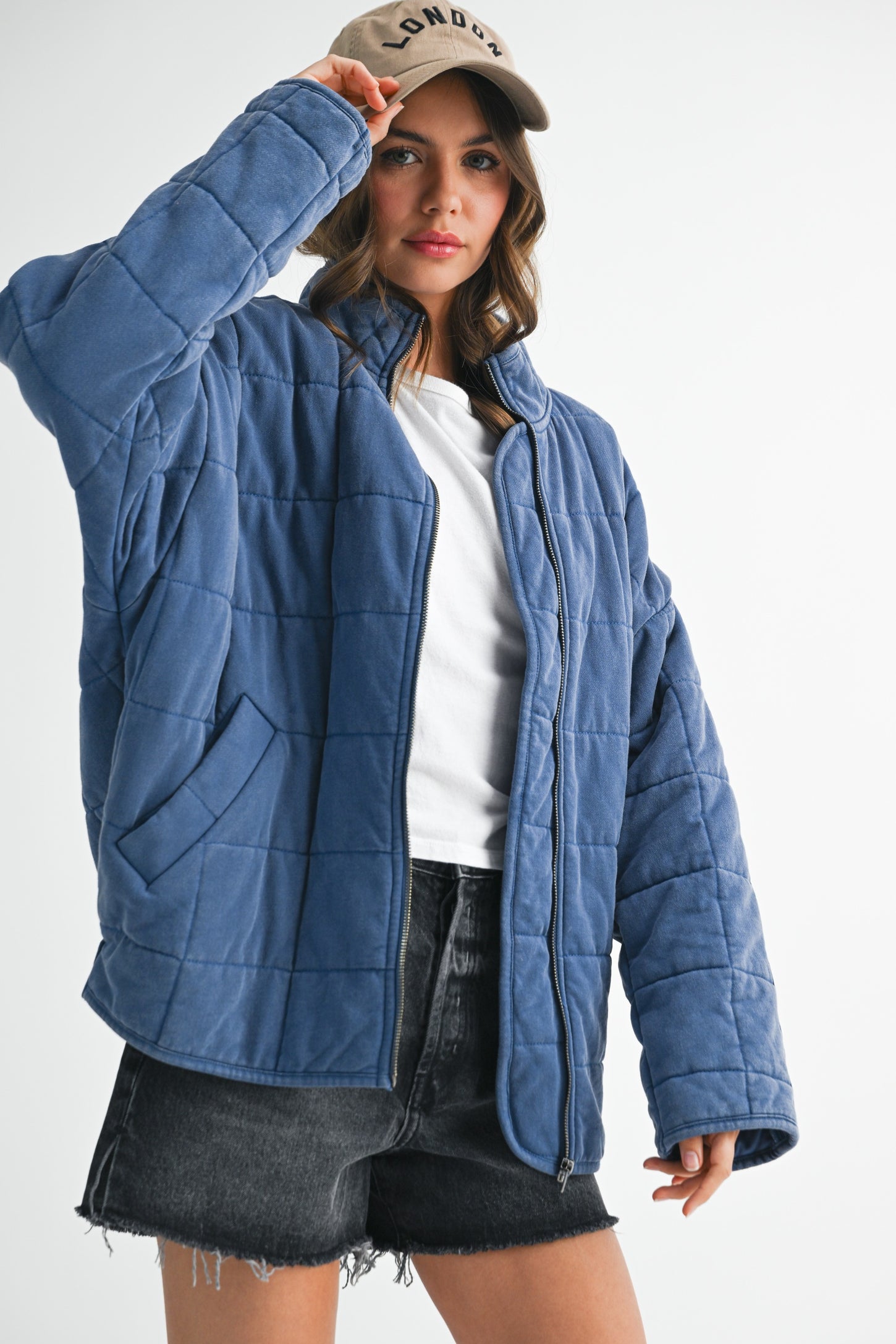Denim Oversized Quilted Jacket