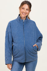 Denim Oversized Quilted Maternity Jacket