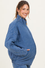 Denim Oversized Quilted Maternity Jacket