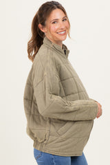 Olive Oversized Quilted Maternity Jacket